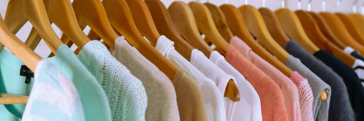 Stylish clothing hanging in a refreshed closet
